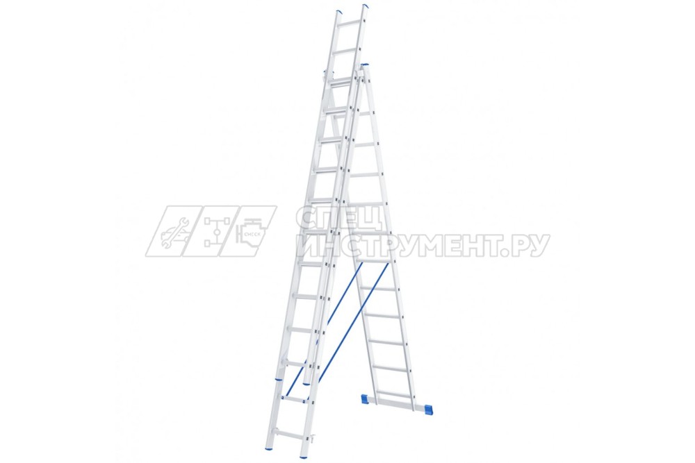 Лестница, 3 х 12 ступеней, алюминиевая, трехсекционная