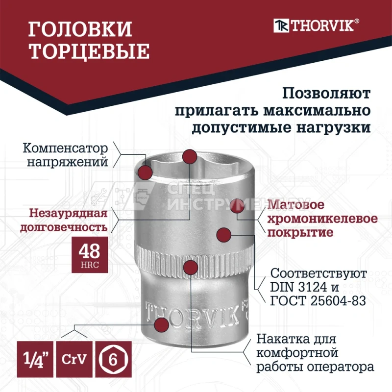 TS057 Набор инструмента 1/4"DR, 57 предметов