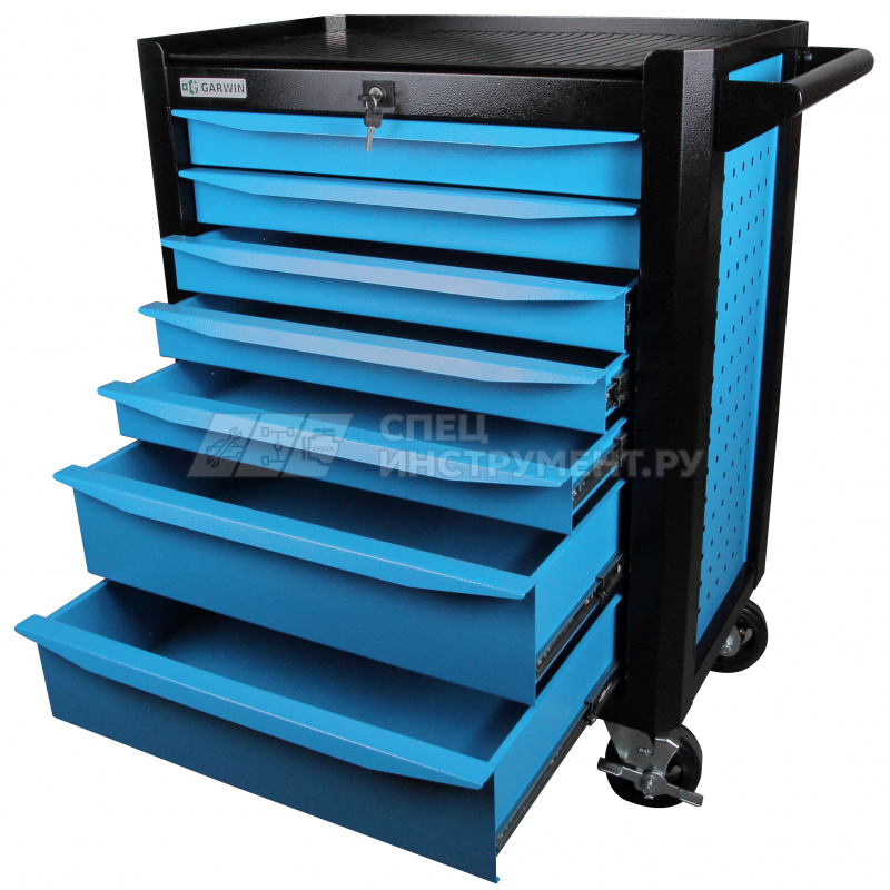 Тележка инструментальная серии Industrial 7 полочная синяя