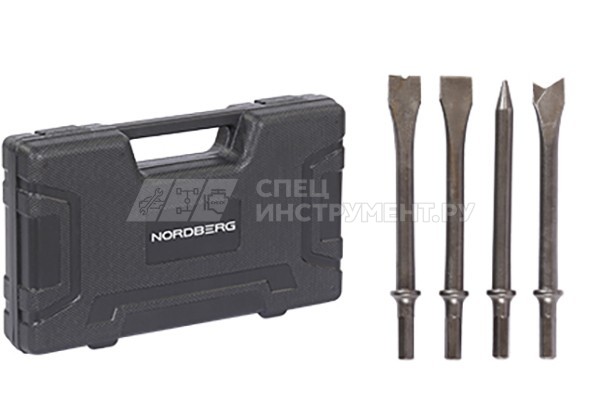 Пневмозубило 250 мм с комплектом насадок в кейсе