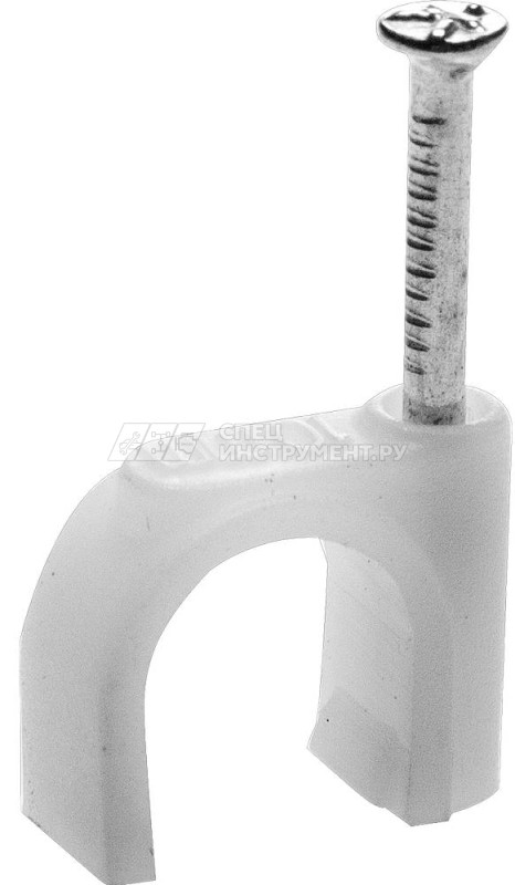Скоба-держатель STAYER "MASTER" полипропиленовая, для круглого кабеля, с оцинкованным гвоздем, 12 мм, 60 шт