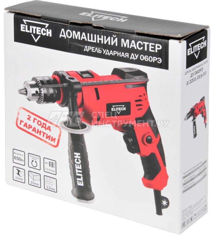 Дрель уд, 650Вт, ЗВП-13мм, 0-3100об/м, 1.5кг, кор, 202417