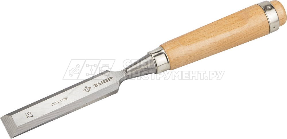 Стамеска-долото ЗУБР "ЭКСПЕРТ" с деревянной ручкой, хромованадиевая, 25мм