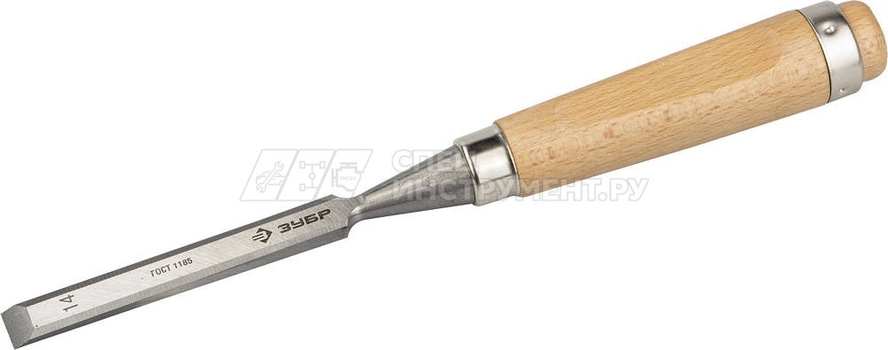 Стамеска-долото ЗУБР "ЭКСПЕРТ" с деревянной ручкой, хромованадиевая, 14мм