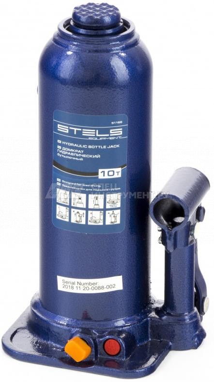 Домкрат гидравлический бутылочный, 10 т, h подъема 222-447 мм// Stels