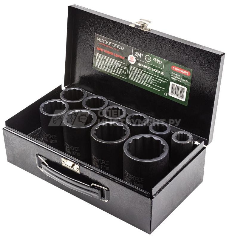 Набор головок ударных глубоких 3/4"10пр.  (12гр.) (17,19,22,24,27,30,32,36,41,46мм)