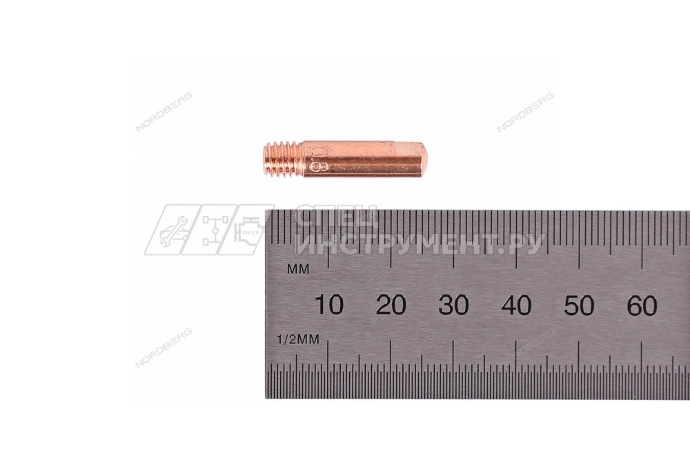 Сварочный наконечник для горелки MIG/MAG E-CU, M6x25, 0.8мм (упаковка 5 шт.)