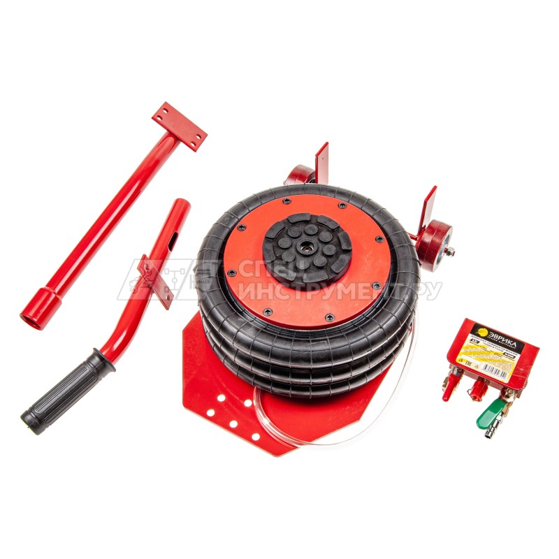 Домкрат пневматический ER-82035 подкатной 3,5т(6-12bar, выс. подъема 135-400мм, 3 подушки, Ø270мм, Ø упора 100мм) ЭВРИКА