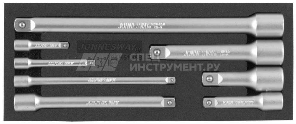 S24H5108S Набор удлинителей 1/4", 3/8", 1/2"DR, 50-250 мм, 8 предметов