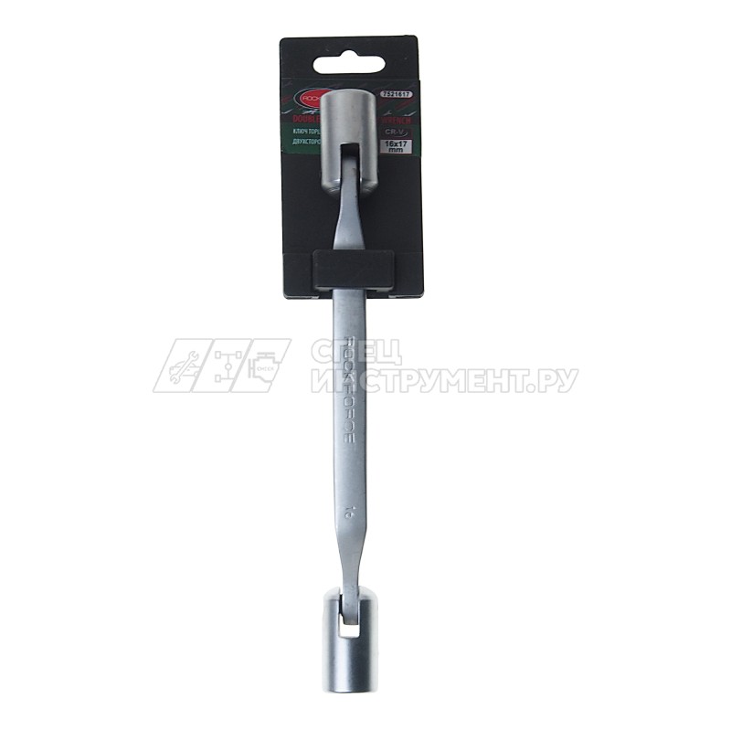 Ключ торцевой шарнирный двухсторонний 16х17мм на пластиковом держателе ROCKFORCE /1/10