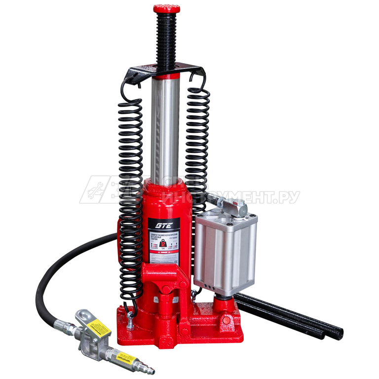 Домкрат пневмогидравлический бутылочный 12т (h min-260мм, h max-510мм, ход штока-170мм,  ход винта-80мм) GTE /1/6