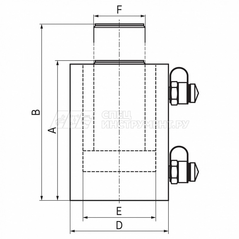 Гидравлический цилиндр (домкрат), двухполостной ДУ1000Г150; 1000 т, ход 150 мм