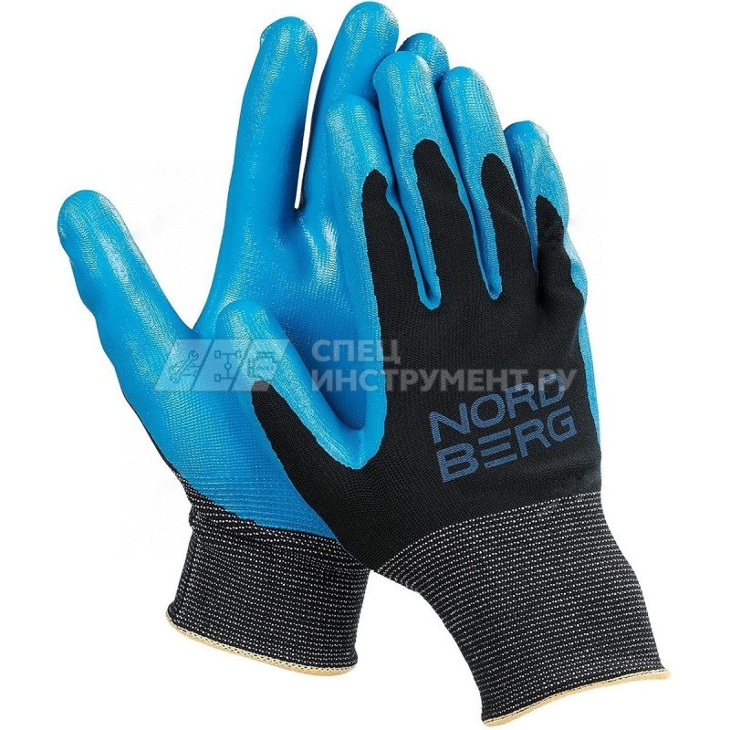 Перчатки маслобензостойкие, черная основа/ синее покрытие
