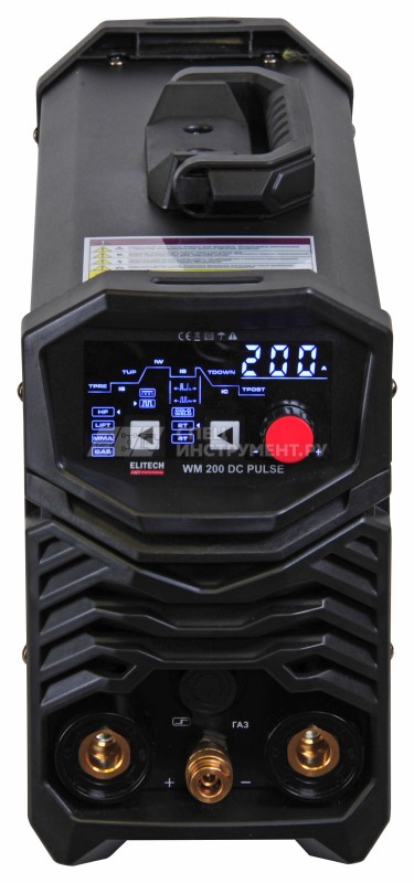 Инвертор, TIG-DC, импульс, 220В, 6кВт, 10-200A(TIG), 10-200А(MMA), ПВ=200А/60%, ф1-4/1.6-5мм, 6.5кг, 204475