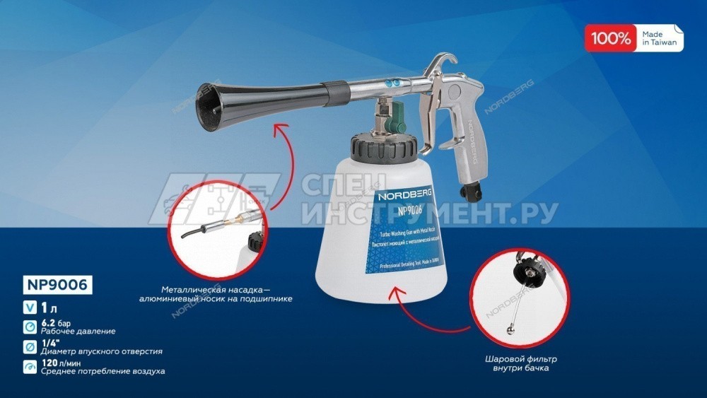 Пистолет моющий с металлической вращающейся насадкой