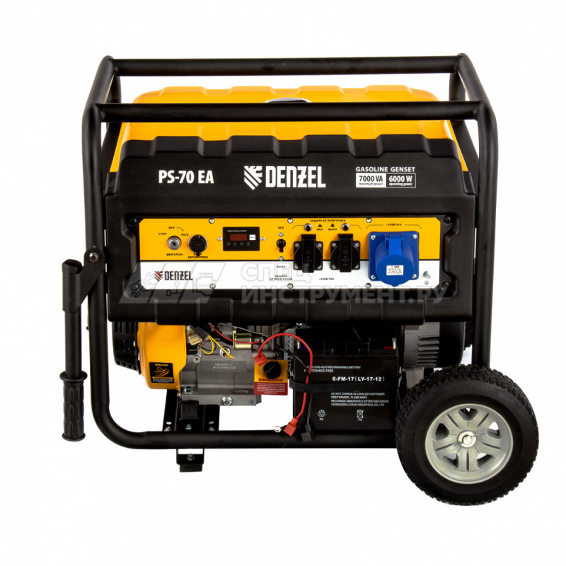Генератор бензиновый PS 70 EA, 7,0 кВт, 230В, 25л, коннектор автоматики, электростартер// Denzel