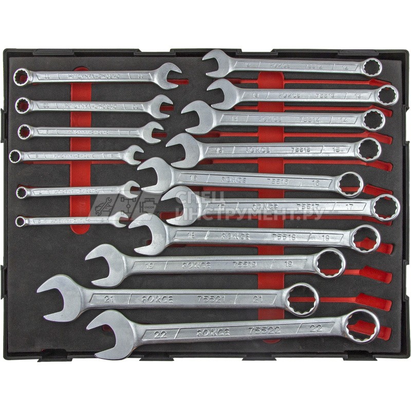 Набор комбинированных ключей 6-22 мм, 16 предметов