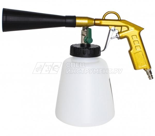 Пистолет пневматический ''Tornado''для химчистки салона а/м с медной трубкой подачи моющего средства "Profi"(емкость 1л ,6 bar, расход воздуха 120 л/м
