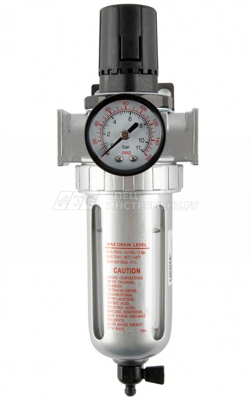 Фильтр для воздуха с регулятором давления 1\4\", 1750 л/мин, 10 мкм