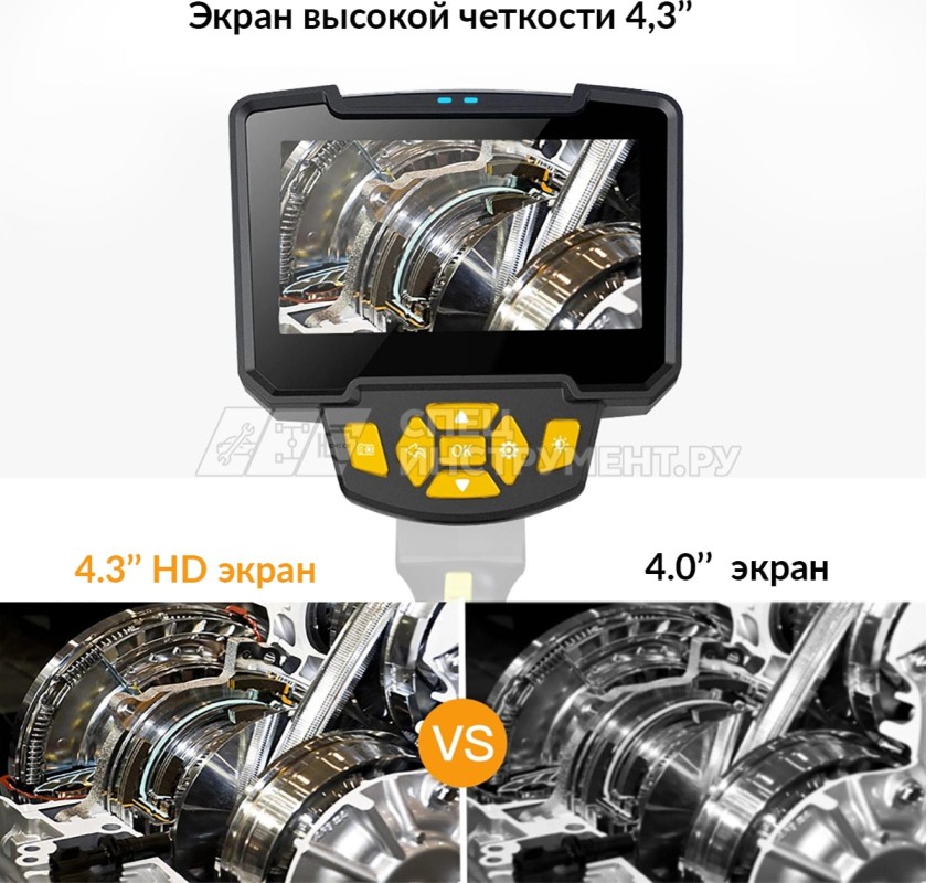 Видеоэндоскоп управляемый, 4.3", 1Мп, 1280x720, 0.8м, 8.5мм, 180° iCartool IC-VC8051W