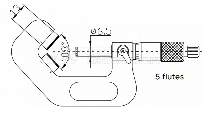 Микрометр с призматической пяткой 108° цифровой IP65 0,001 мм, 25-45 мм