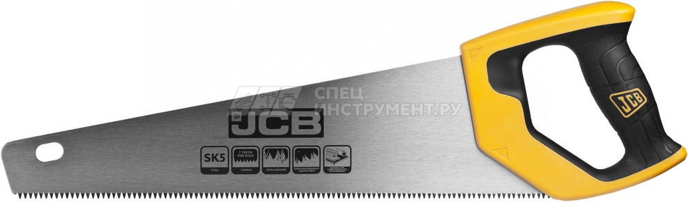 Ножовка JCB по дереву, полотно из стали SK5, 3-х гранные зубья, двухкомпонентная рукоятка, 375мм