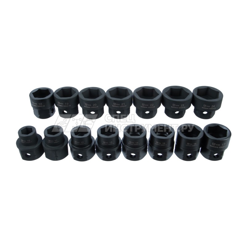 Набор ударных головок 1/2" 15 пр. W/HEX 10-24 мм, L= 28 mm