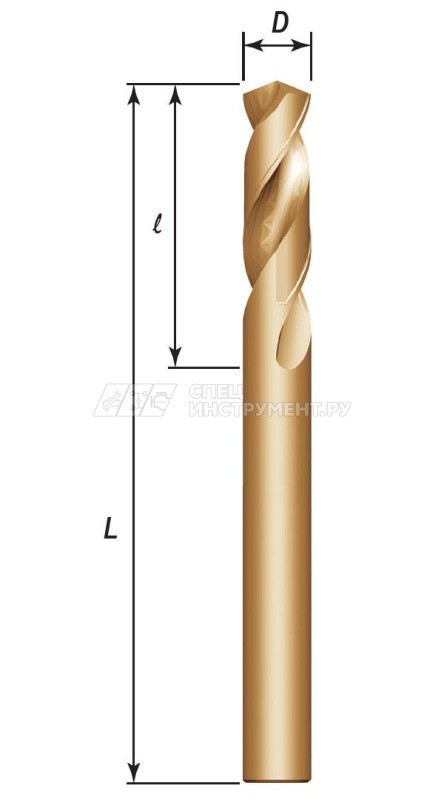 Сверло спиральное по металлу HSS Co в ПВХ упаковке, d10.2 мм