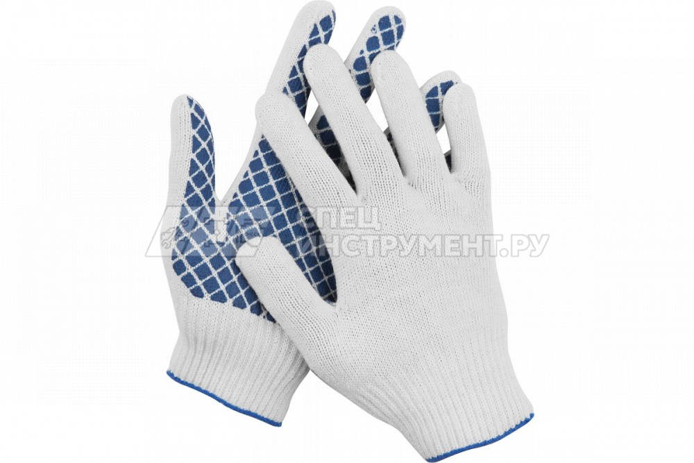 DEXX перчатки рабочие, 10 пар в упаковке, х/б 7 класс, с обливной ладонью.