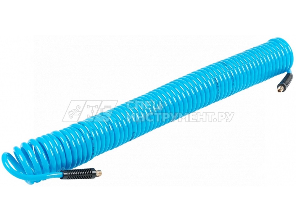 Шланг воздушный спиральный ПУ с быстроразъемным соединением  диам. 8х12 мм, 16 м