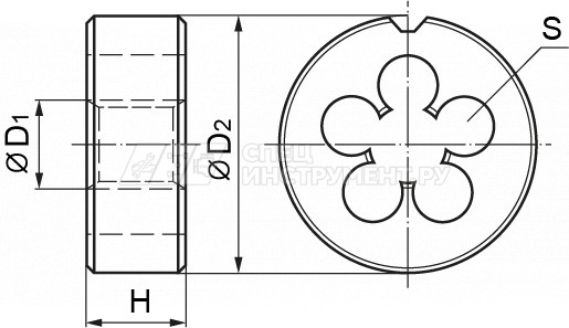 Плашка D-COMBO круглая ручная М6х1.0, HSS, Ф20х7 мм
