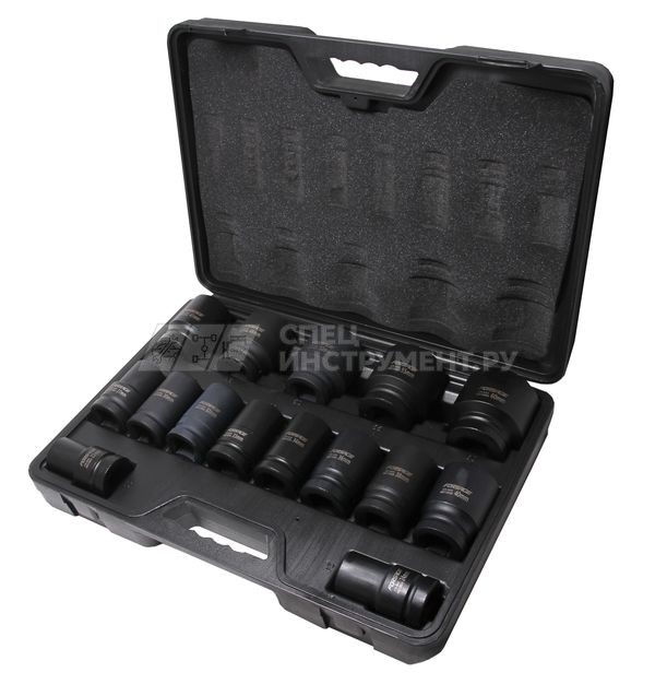 Набор головок ударных глубоких 15пр. 1" (22,24,27,30,32,33,34,36,38,40,41,46,50,55,60) в кейсе