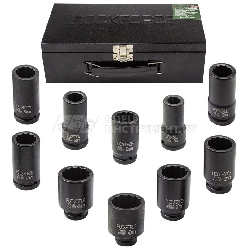 Набор головок ударных глубоких 3/4"10пр.  (12гр.) (17,19,22,24,27,30,32,36,41,46мм)