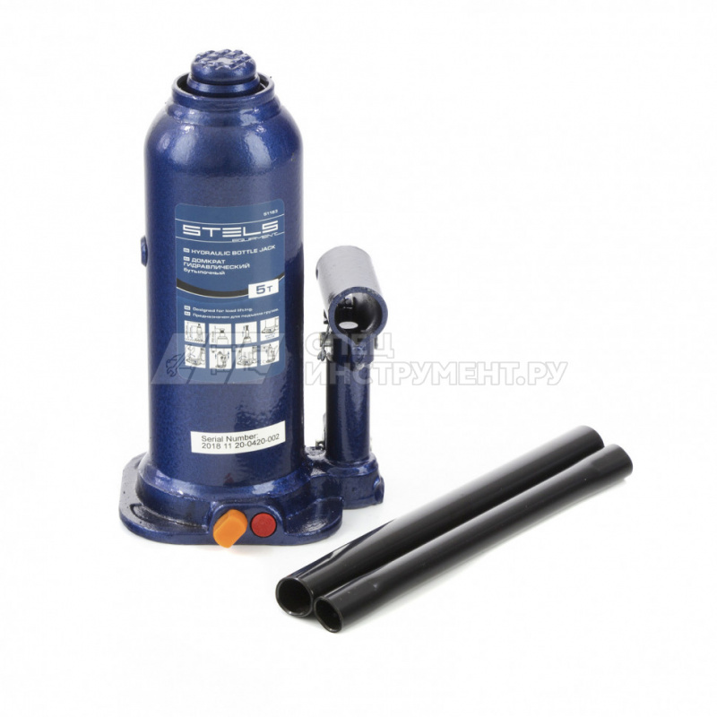 Домкрат гидравлический бутылочный, 5 т, h подъема 207-404 мм// Stels