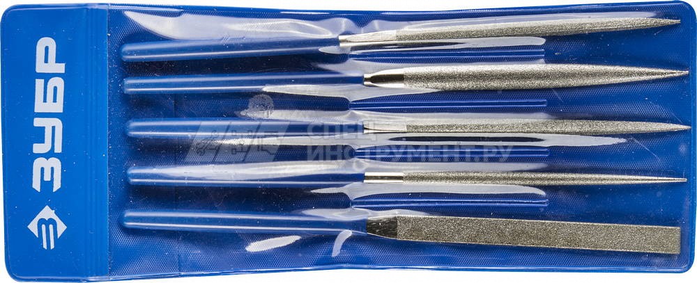 Набор ЗУБР "ЭКСПЕРТ" Надфили с алмазным напылением в пакете PVC, P 140, 160х80мм, 5 предметов