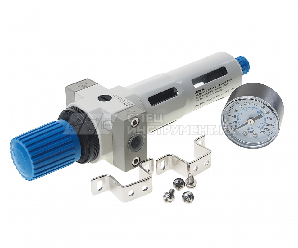 Фильтр-регулятор с индикатором давления для пневмосистемы 1/4''(пропускная способность:1300 л/мин, д