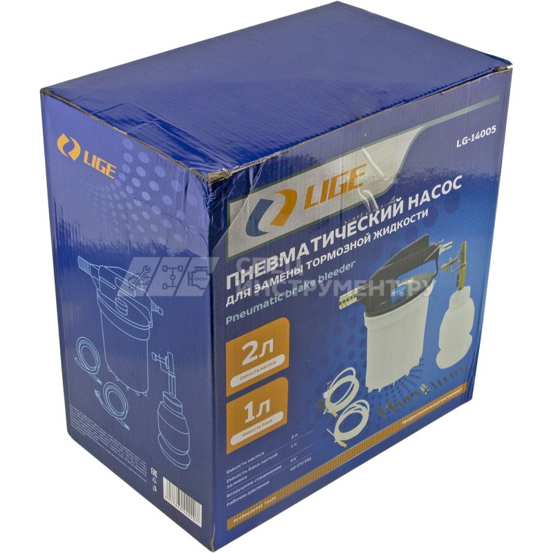 Пневматический насос для замены тормозной жидкости 2л., 1000 куб.с., 1/4" 40-170psi LG-14005 LIGE