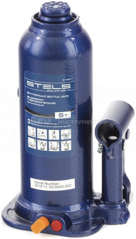 Домкрат гидравлический бутылочный, 5 т, h подъема 207-404 мм// Stels