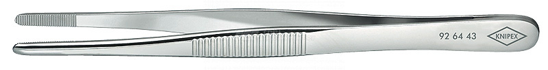 Пинцет захватный прецизионный, закруглённые зазубренные губки шириной 2 мм, пружинная сталь, хромированный, L-120 мм