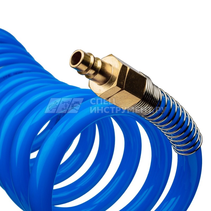 Шланг полиуретан (PU) 12*16, витой, 5 м, синий, БРС в комплекте