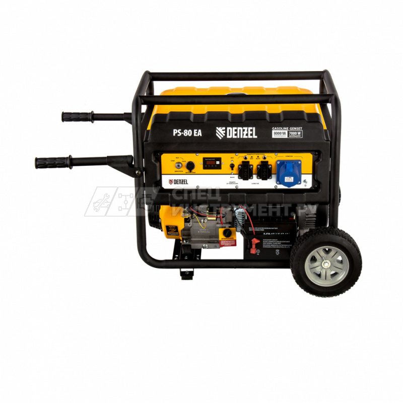 Генератор бензиновый PS 80 EA, 8,0 кВт, 230В, 25л, коннектор автоматики, электростартер// Denzel