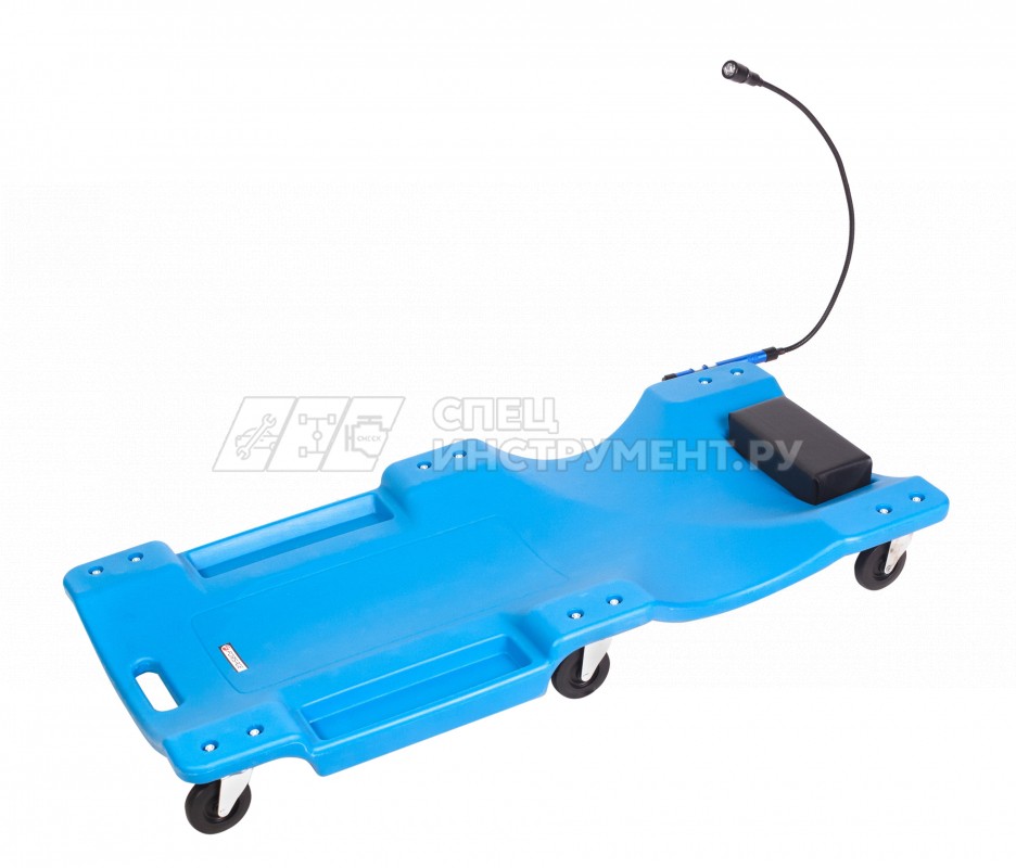 Лежак для автослесаря пластиковый на 6-ти колесах с фонарем на гибком удлинителе 40" (1050х490х95мм)