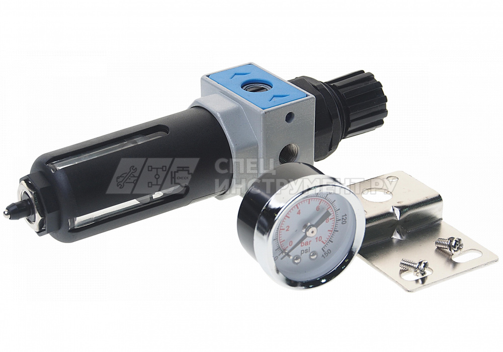 Фильтр-регулятор с индикатором давления для пневмосистем 1/8"(max 10bar, 200 л/мин, 5-60С, 5 мкм)