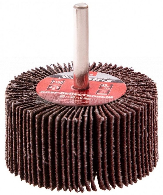 Круг лепестковый для дрели, 60 х 30 х 6 мм, P 100