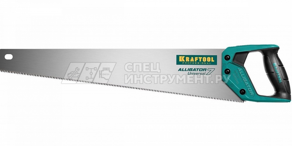 Ножовка универсальная "Alligator 7", 550 мм, 7 TPI 3D зуб.  KRAFTOOL