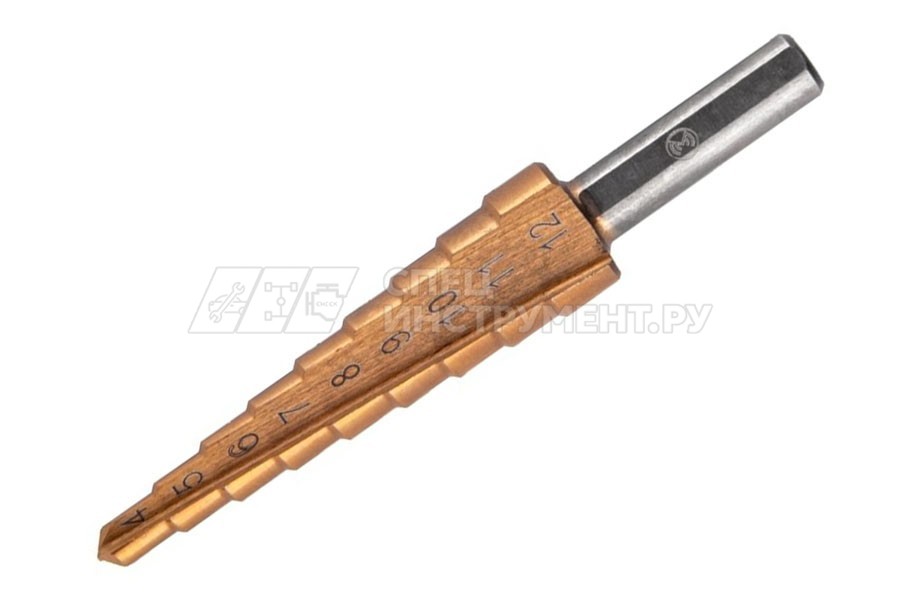 Сверло ступ. по мет. 4-12мм, 9 ступ.,шаг 1мм, HSS, с прямой режущей кромкой MONOGRAM Basis 100-937