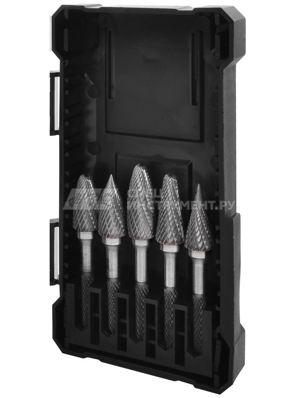 TRRB060610-2S  Набор борфрез твердосплавных, тип A, B, C, D, E, F, G, H, L, M, 6 мм, двойная насечка, в кейсе, 10 предметов
