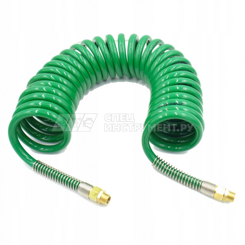 Шланг витой полиуретановый 12мм х 18мм х 20м с резьбовыми наконечниками наруж. резьба 1/2" (латунь, максимальное давление - 15bar, рабочая температура