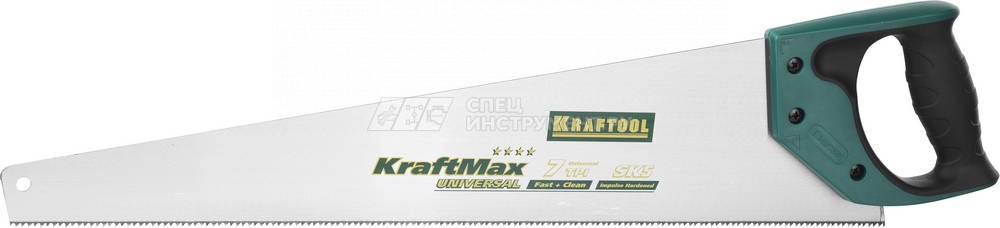 Ножовка KRAFTOOL "EXPERT" "SuperMax", универсальн быстрый и точный рез, универсальн средний закален зуб, 7/8TPI, 550мм