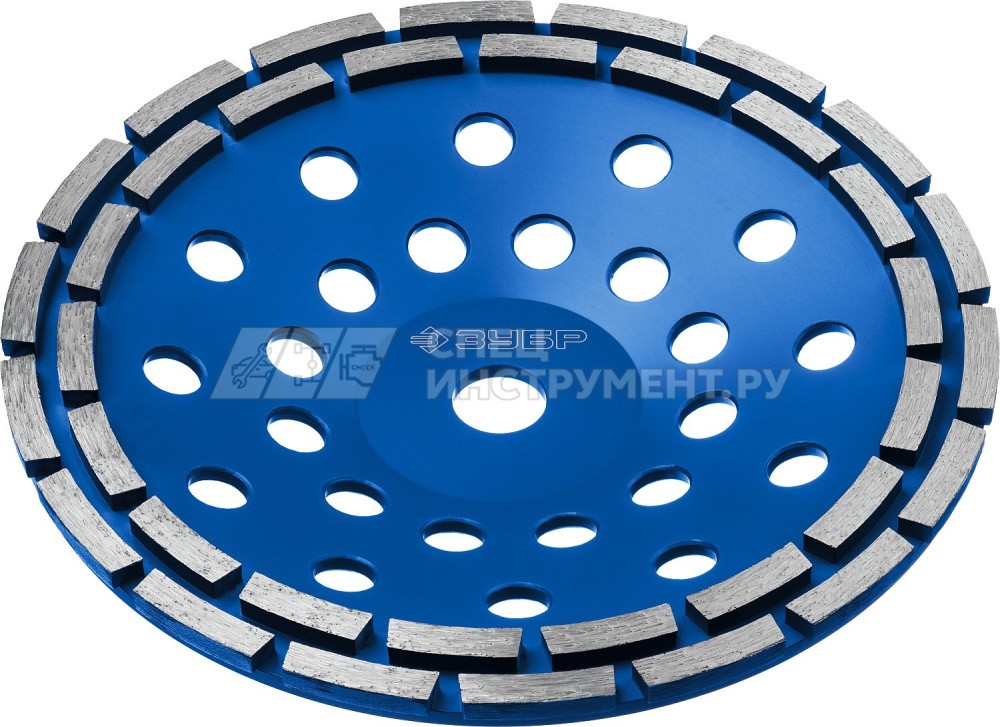 Двухрядная ЗУБР чашка алмазная шлифовальная сегментная 230 мм, ПРОФЕССИОНАЛ